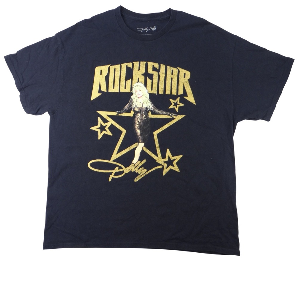 Dolly Parton Rockstar Graphic Merch‎ Black T Shirt Black X Large Womens